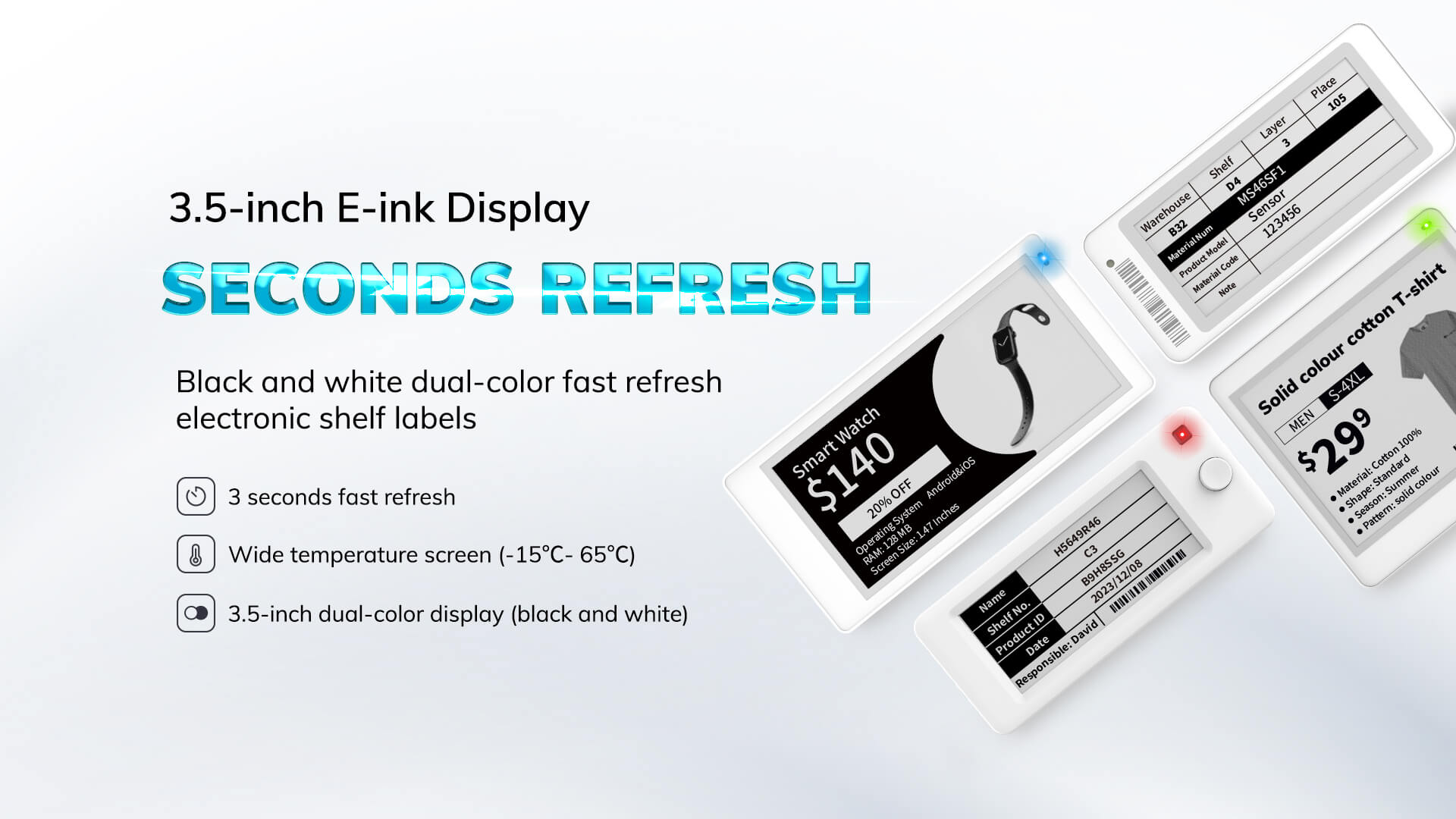 3.5-inch E-ink Dual-color Fast Refresh ESL